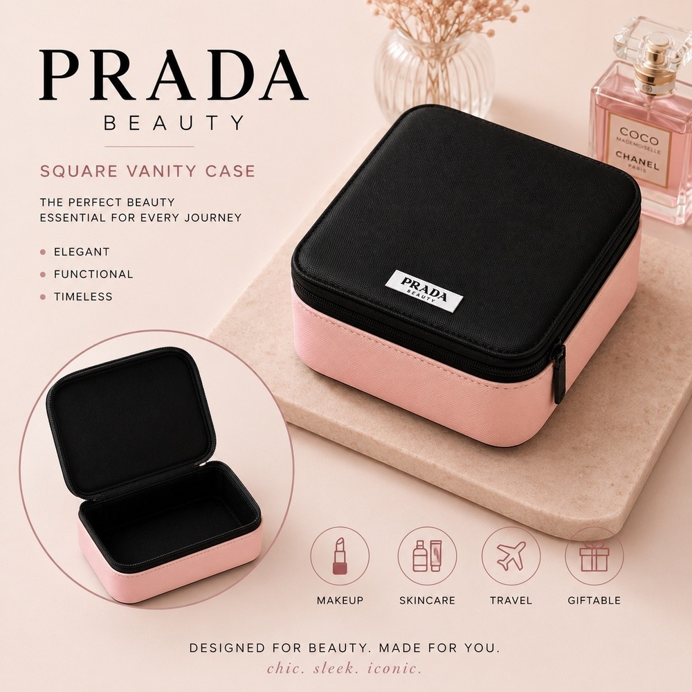 Prada Beauty Paradoxe Vanity Case Cosmetic Bag Pink Black Travel‎ Organizer NWT